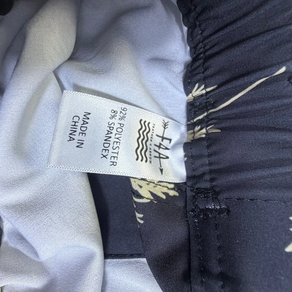 Feather 4 Arrow Boys Palm Tree Swim Trunks Black Tan Board Shorts Size 12